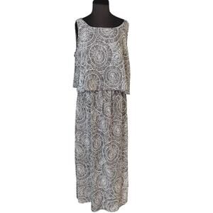 Robert Louis Romantic Flowy Brown Printed Maxi Dress Womens XL Feminine Boho